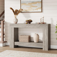 47.24/63 Inches Long Console Table for Entryway, 2-Tier Large Sofa Table with Storage, Wood Farmhouse Console Table for Living Room, Wooden Entrance E by Ebern Designs