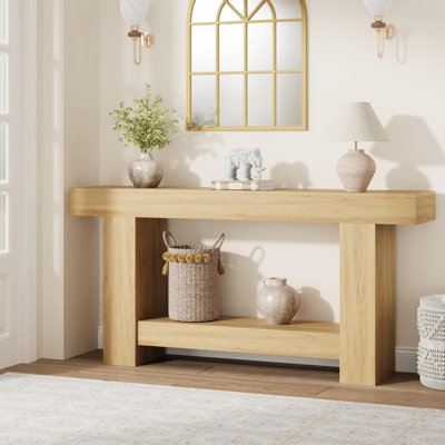 47.24/63 Inches Long Console Table for Entryway, 2-Tier Large Sofa Table with Storage, Wood Farmhouse Console Table for Living Room, Wooden Entrance E by Ebern Designs