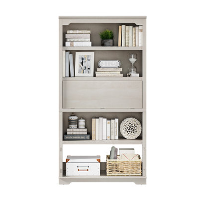 Luper 5-Shelf Bookcase with Flip-shelf and Storage,71 inch Bookcase Cabinet