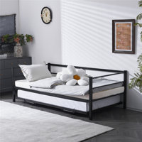 Twin Size Daybed with Pop Up Trundle Heavy Duty Metal Twin Bed by 17 Stories