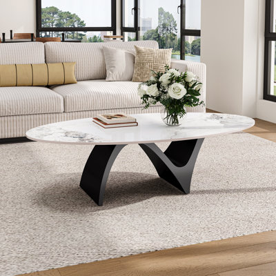 White Faux Marble Coffee Table by Orren Ellis