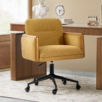 Avelina Larisa Modern Swivel Adjustable Height Task Office Chair with Solid Wood Square Armrests by Latitude Run