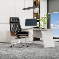 Genuine Leather Ergonomic Office Chair Executive Swivel Chair, Height Ranges from 16.5" to 18.9" and Reclines from 95°-135° by Corrigan Studio