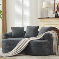 Curved Loveseat, Small Chenille Sofa with 3 Pillows, Deep Seat Couch for Apartment, Living Room, No Assembly Needed by Ebern Designs