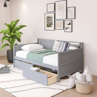 Wood Frame Twin Daybed With Two Storage Drawers by Harriet Bee