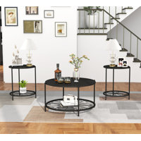 3 - Piece Metal Table Set, Waterproof Tables for Indoor and Outdoor by Mercer41