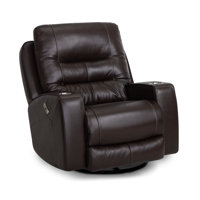 Leather Power Swivel Recliner With Cupholders by Hokku Designs