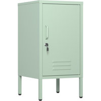 Metal Locker End Table - Modern Minimalist Side Table with 2 Adjustable Shelves, Anti-Tilt Design - Multi-Functional Storage Cabinet for Living Room & by Williston Forge