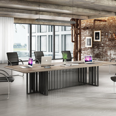 Industrial Steel Frame Conference Table - Seats 10 for Meetings & Training by 17 Stories