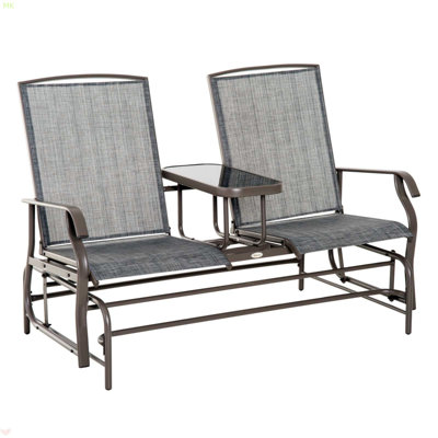 Outdoor Glider Bench With Center Table by Red Barrel Studio