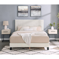 Findlay 3-Piece Bedroom Set, Plush 3D Upholstered Bed With Two Nightstands by 17 Stories