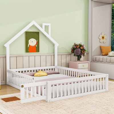 Charm Wood Full Size House Bed With Guardrail by Harper Orchard
