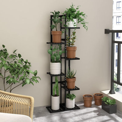 Bamboo Plant Stand 6-Tier Shelf Rack For Indoor Outdoor Use, Multi-Purpose Display Holder For Plants, Books, Decor In Living Room, Patio, Balcony by Ebern Designs