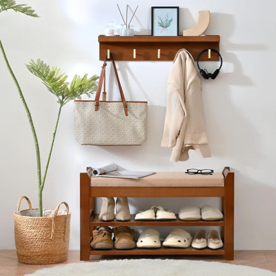 Shoe Rack For Front Door Entrance, Entryway Bench With Coat Rack, Hall Tree Shoe Bench With Storage For Entry, Hallway, Bedroom, Living Room by Red Barrel Studio