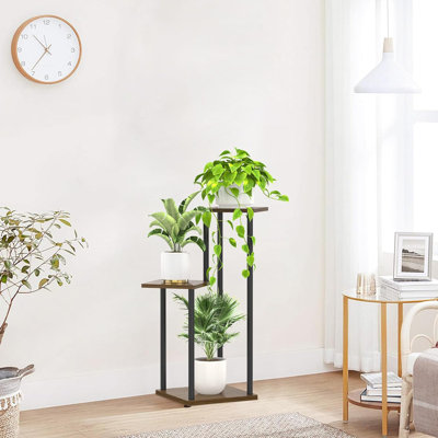 3 Tier Plant Stand Indoor Outdoor, Metal And Wood Corner Shelf For Plants, Flower Pot Holder Display Rack For Living Room Bedroom Balcony Garden Patio by 17 Stories