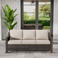 Premium Outdoor Patio Rattan Three-person Sofa by Winston Porter