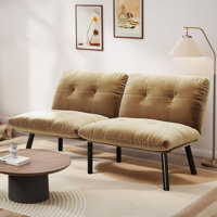 63"W Velvet Upholstered Reclining Futon Sofa Bed with Adjustable Split Backrests by George Oliver