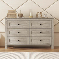 Retro Farmhouse Wooden Dresser with 6 Drawer, Storage Cabinet for Bedroom,Living Room Hallway