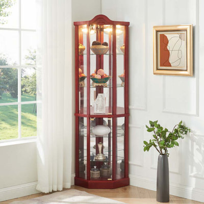 Corner Cabinet with Glass Door,Adjustable Glass Shelves by Lark Manor
