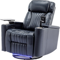 270° Power Swivel Recliner,Home Theater Seating With Hidden Arm Storage And Led Light Strip,Cup Holder,360° Swivel Tray Table,And Cell Phone Holder,S by Orren Ellis