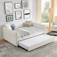 Daybed with Trundle Upholstered Tufted Sofa Bed,Boucle Fabric by Latitude Run