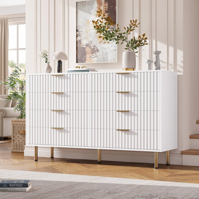 55" Fluted 8 Drawer Dresser For Bedroom, Deep Drawers by Mercer41