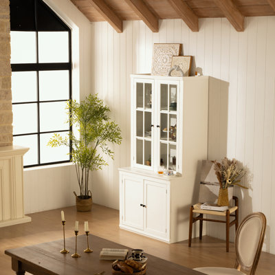 Accent cabinet with double glass doors and shelves by Lark Manor