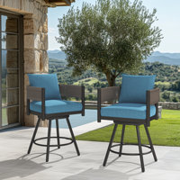 Maine Outdoor Steel Wicker Dinning Bar Stool by Latitude Run