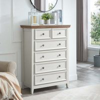 Modern 6-Drawer Dresser with Spacious Storage, Ideal for Living Room and Farmhouse Decor, Beige Finish by August Grove