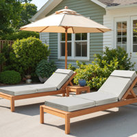 21in 2 Pcs Chaise Lounge Cushions Outdoor, Waterproof Furniture Cushions With Removable Cover, Beige/Blue by Latitude Run