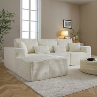 109" Modular Corduroy Sectional Sofa With Chaise, No Assembly L-Shape Couch Reconfigurable Design by Mercer41