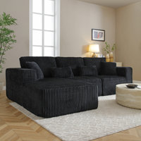 109" Modular Corduroy Sectional Sofa With Chaise, No Assembly L-Shape Couch Reconfigurable Design by Mercer41