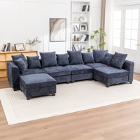 Kempson 6 - Piece Upholstered U-Shaped Sectional Sofa With Ottoman by Ebern Designs