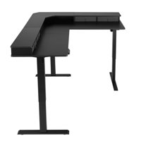 L Shaped Desk Electric Adjustable Height Corner Gaming Desk w/ Light Strip by Inbox Zero