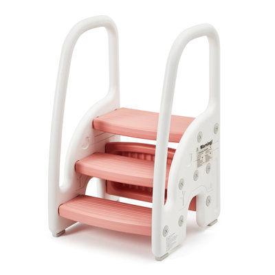 Toddler 3 Step Stool Kids Standing Tower for Bathroom Sink Kitchen Counter, Plastic Stepping Standing Stool Helper with Handles Sides for Toilet Potty by Zoomie Kids
