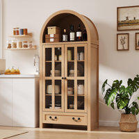71" Arched Kitchen Pantry Cabinet,Storage Cabinets with Adjustable Shelves and Drawers by Lark Manor