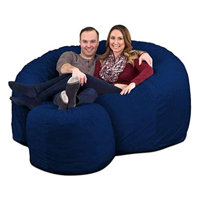 6ft Bean Bag Chair and Footstool, Oversized Lounger, Suede by Trule