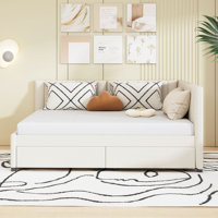 Full Size Upholstered Daybed With 2 Storage Drawers Sofa Bed Frame No Box Spring Needed by Latitude Run