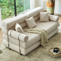 78.7" King Size Convertible Sleeper Sofa Bed With 3 Pillows,Retro Chenille Folding Mattress Couch, High Resilience Memory Foam Mattress Sofa Removable by Mercer41