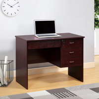 Desk,Three Locking Drawers On Metal Glides Student Desk Work Desk Modesty Panel Metal Bar Handles by Latitude Run