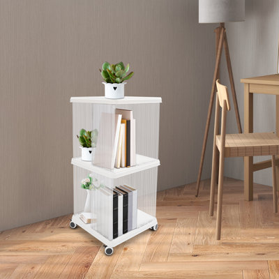2-Tier 360°Display Bookshelf With Wheels