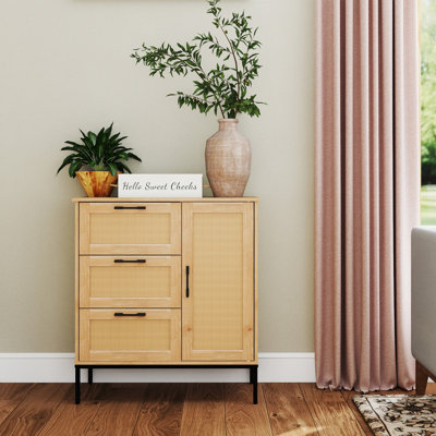 Mid-century Woven Rattan Doors Cabinet by Bay Isle Home