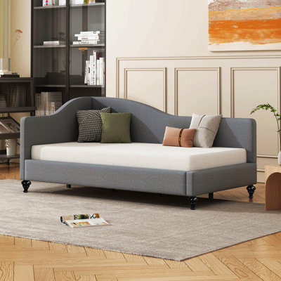 L-Shaped Linen Daybed, With Solid Wood Legs
