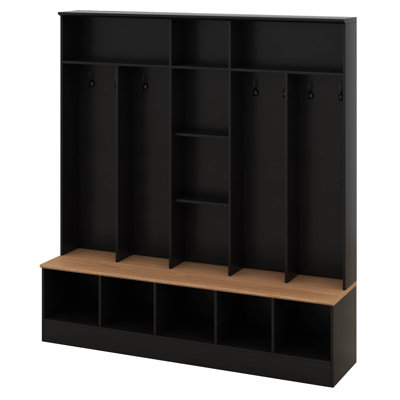 4-In-1 Wide Design Hall Tree With Storage Bench, Minimalist Shoe Cabinet With Cube Storage & Shelves, Coat Rack With 8 Hooks by Red Barrel Studio