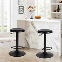 Adjustable Bar Stools Set Of 2, Backless Counter Height Bar Stools, Modern Swivel Round Metal Counter Stools, Armless Bar Chairs With Footrest For Kit