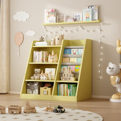 Wooden Toy Storage Organizer Cabinet  Kids Bookshelf  Children Bookcase Toddler Baby Sling Book Rack Shelf For Playroom Bedroom Nursery Hallway School by Ophelia & Co.