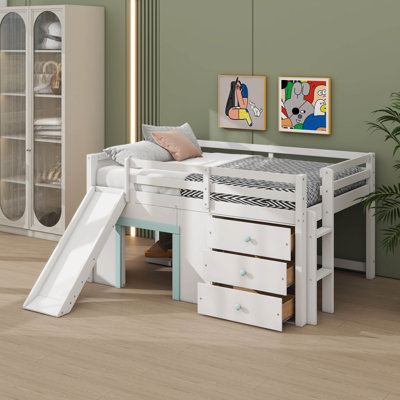 Full-Sized Low Elevated Bed With Slide, Storage Drawers And Dual Doors by Ivy Bronx
