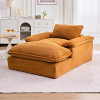 51.2" Corduroy Upholstered Chaise Lounge Pillow Top Arms Lounge Chair - No Assembly Required by Dakota Fields