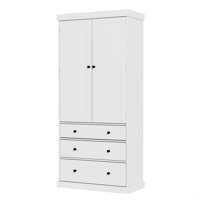 Farmhouse Kitchen Pantry, Freestanding Tall Cupboard Storage Cabinet With 3 Adjustable Shelves, 8 Door Shelves, 3 Drawers by Latitude Run