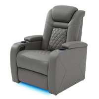 Home Theater Seating Dual Power Movie Theater Chairs Theater Recliner Sofa With 7-color Led by Wrought Studio